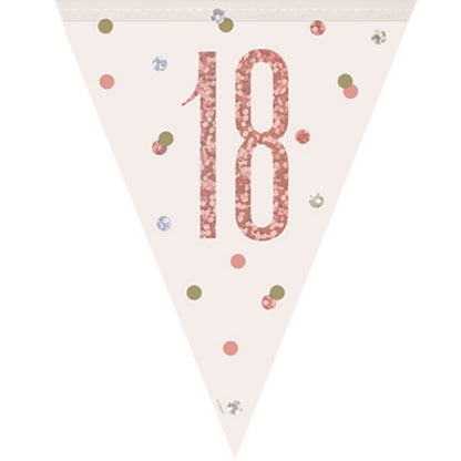 Rose Gold Holographic 18th Birthday Bunting Banner