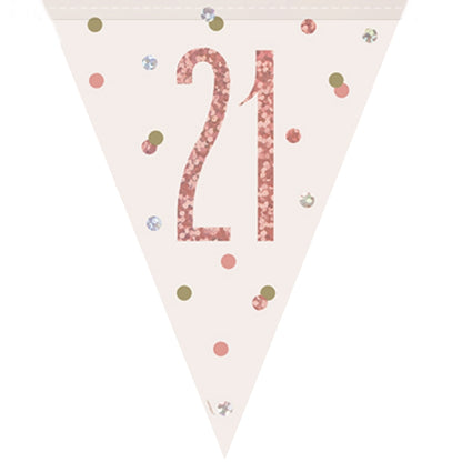 Rose Gold Holographic 21st Birthday Bunting Banner