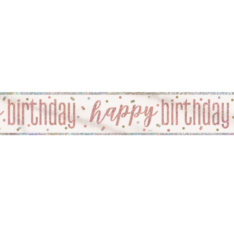 Rose Gold Holographic Birthday & Age Milestone Foil Banners