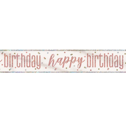 Rose Gold Holographic Happy Birthday Foil Banner