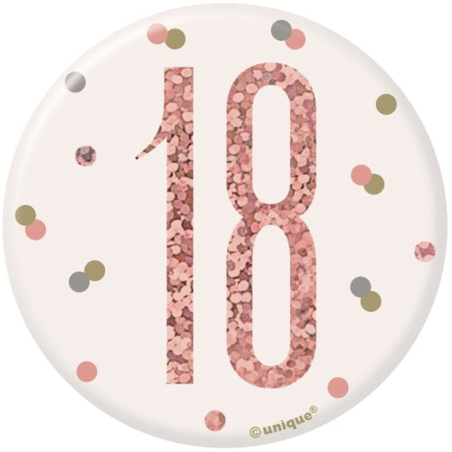 Rose Gold 18th Birthday Badge