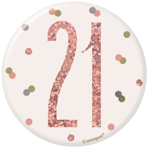 Rose Gold 21st Birthday Badge