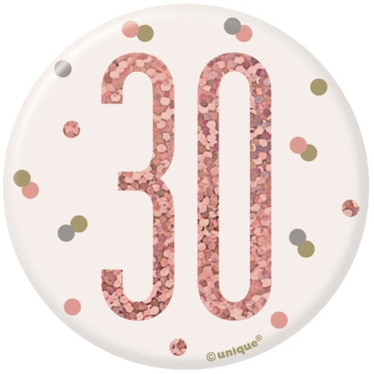 Rose Gold 30th Birthday Badge