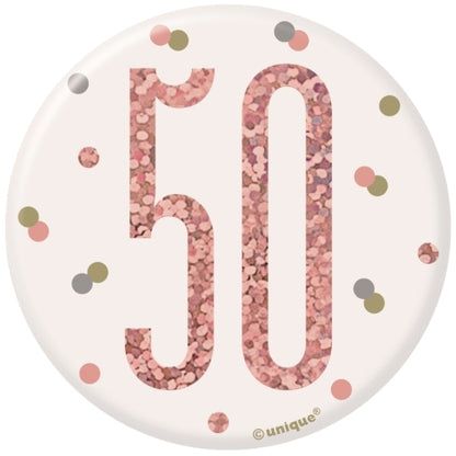 Rose Gold 50th Birthday Badge