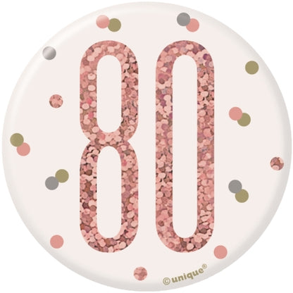 Rose Gold 80th Birthday Badge