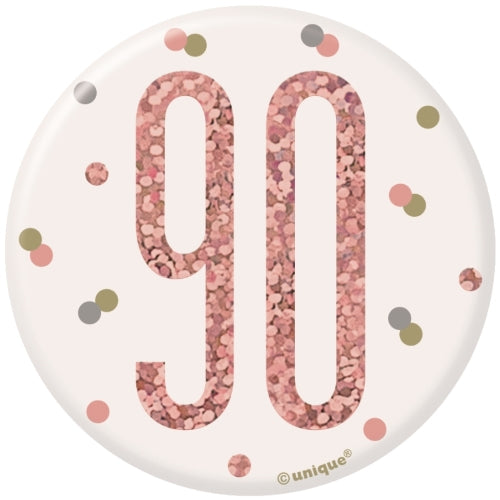 Rose Gold 90th Birthday Badge