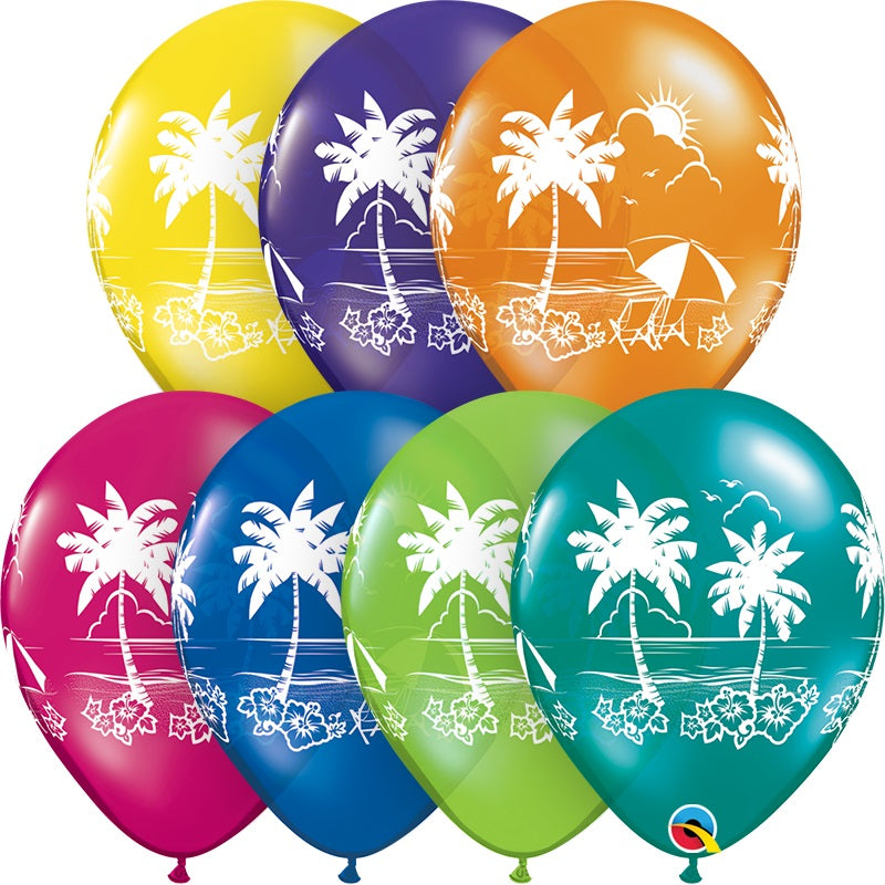 Tropical Hawaiian Palm Tree Latex Balloons 25 Pack