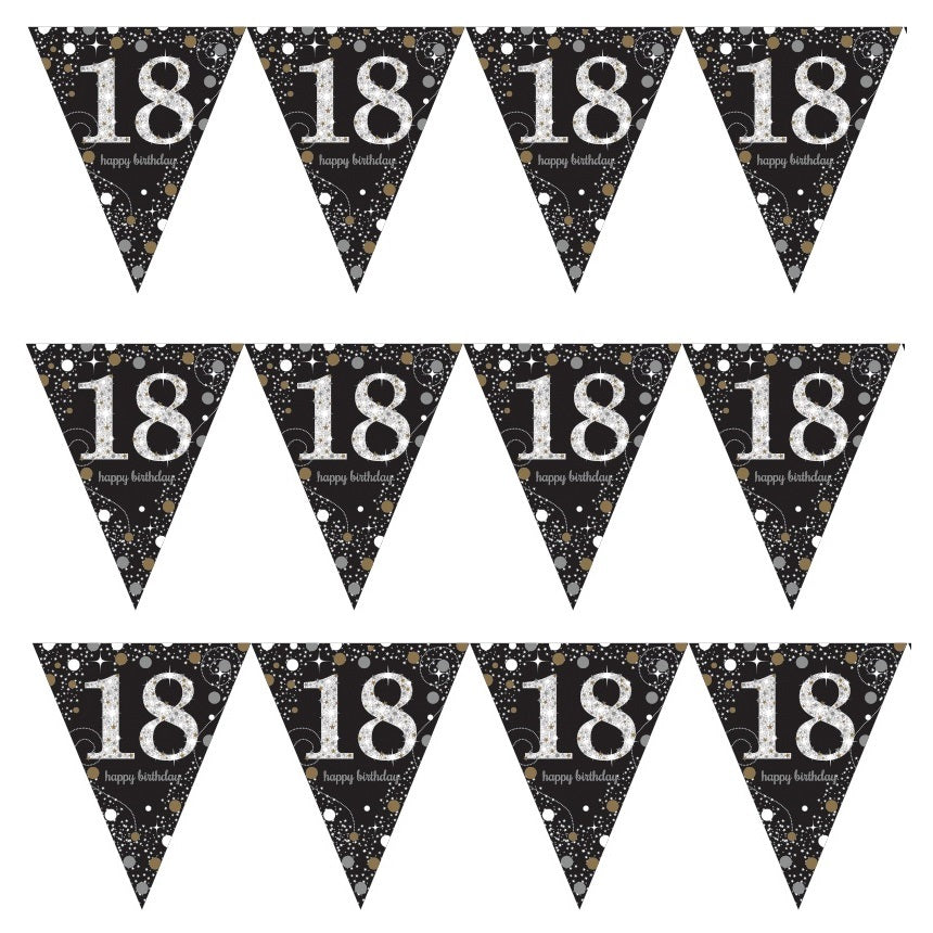 Gold Sparkle 18th Birthday Bunting Flag Banner