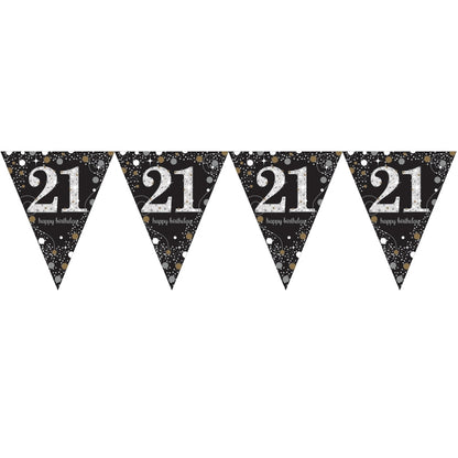 Gold Sparkle 21st Birthday Bunting Flag Banner