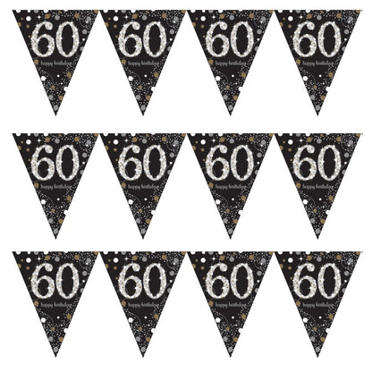 Gold Sparkle 60th Birthday Bunting Flag Banner