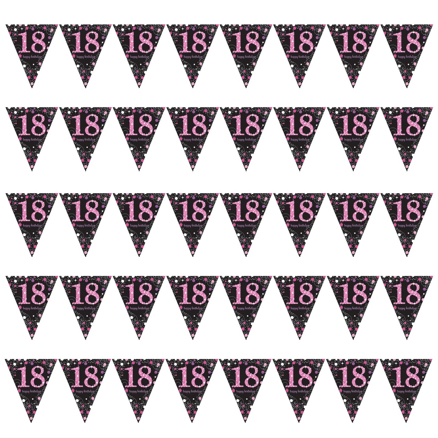 Pink Sparkle 18th Birthday Bunting Banner