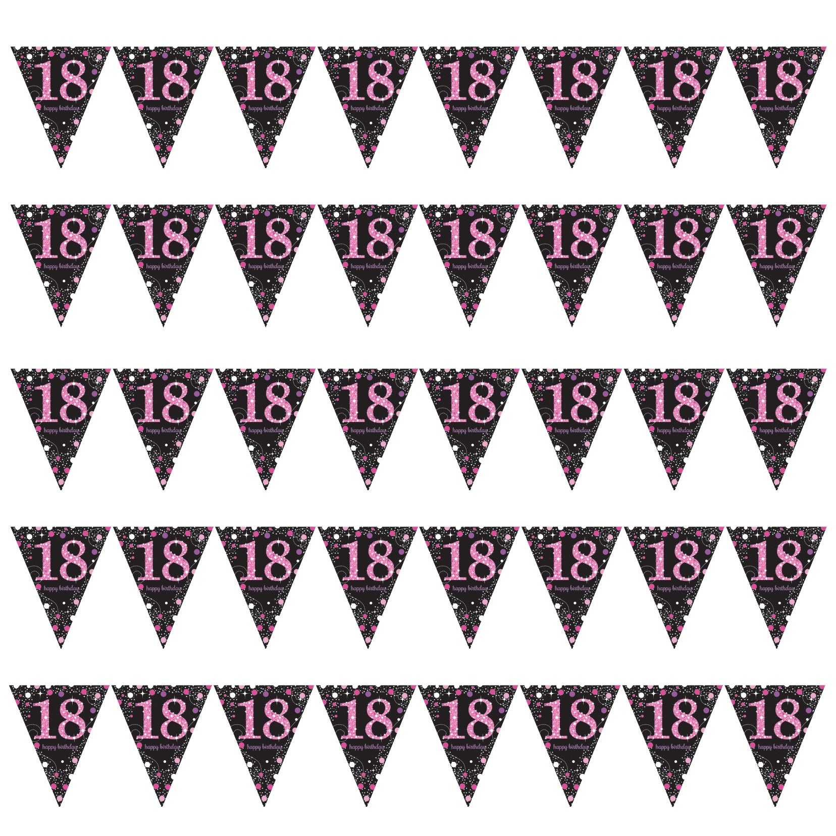 Pink Sparkle 18th Birthday Bunting Banner