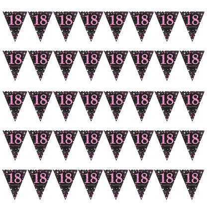 Pink Sparkle 18th Birthday Bunting Banner