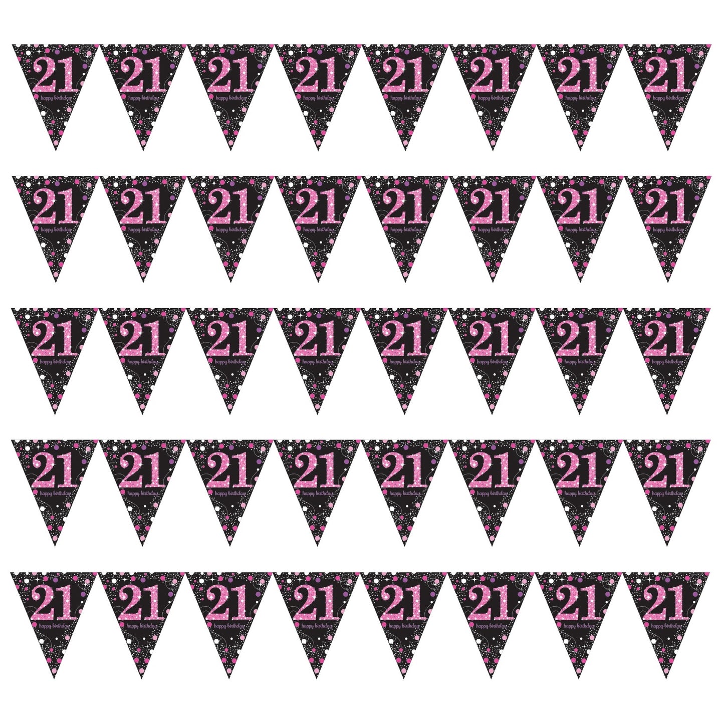 Pink Sparkle 21st Birthday Bunting Banner