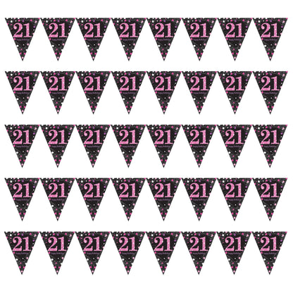 Pink Sparkle 21st Birthday Bunting Banner