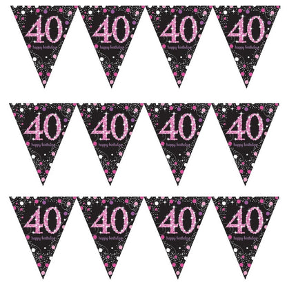 Pink Sparkle 40th Birthday Bunting Banner