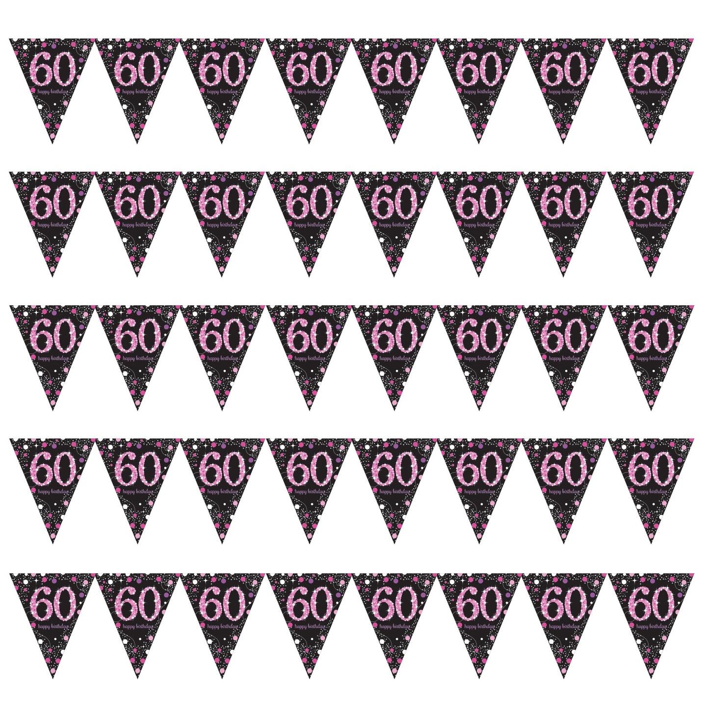 Pink Sparkle 60th Birthday Bunting Banner