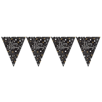 Gold Sparkle Happy Birthday Bunting Flag Banner