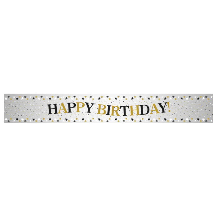 Black and Gold Sparkle Birthday & Age Milestone Foil Banners