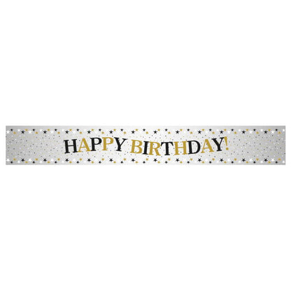 Black and Gold Sparkle Happy Birthday Foil Banners