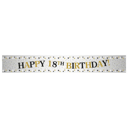 Black and Gold Sparkle 18th Birthday Foil Banners