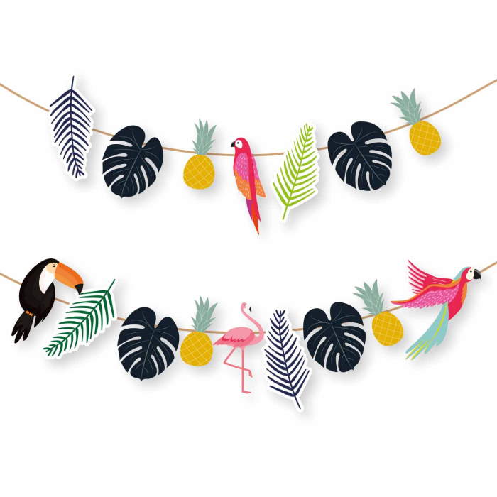 Tropical Leaf Banner - Toucan and Pineapples