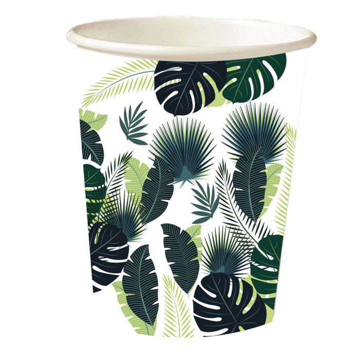 Tropical Leaves Paper Party Cups Pack of 8