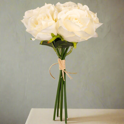 Artificial cream rose bouquet