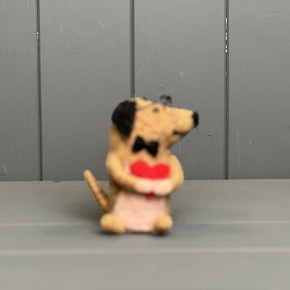 Sausage Dog Holding Heart Love Decoration