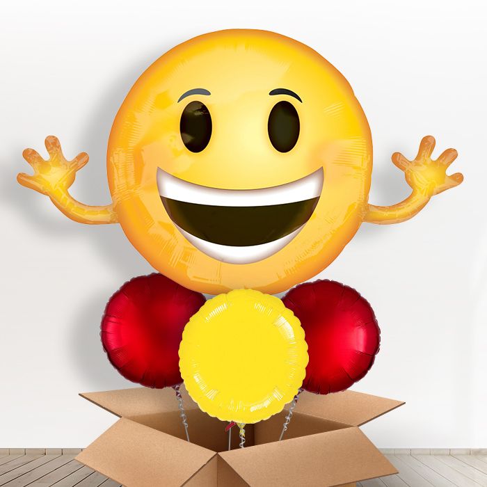 Giant Smiling Emoji Helium Balloon in a Box