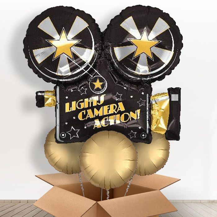 Giant Movie Camera Helium Balloon in a Box - With 3 Themed Balloons | Small Indoor Plants