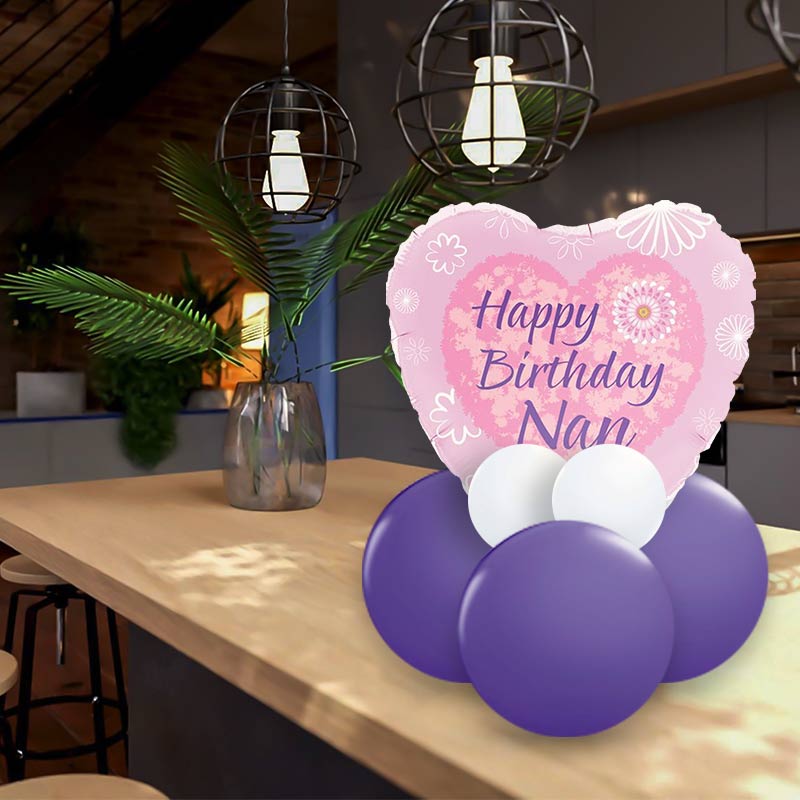 Happy Birthday Nan Balloon Gift Message | Table Decoration - Air Filled Centrepiece | Small Indoor Plants