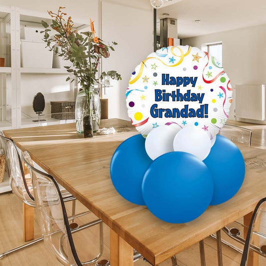 Happy Birthday Grandad Balloon Gift Message | Table Decoration - Air Filled Centrepiece | Small Indoor Plants