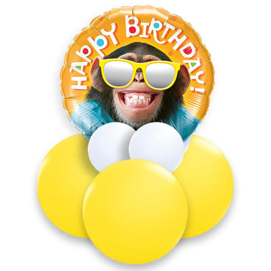 Monkey Happy Birthday Balloon Centrepiece - Air Filled Centrepiece | Small Indoor Plants