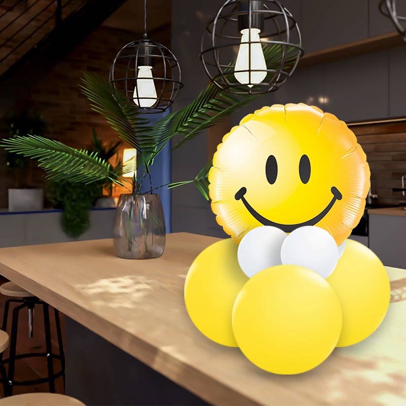 Yellow Smiling Face Balloon Centrepiece