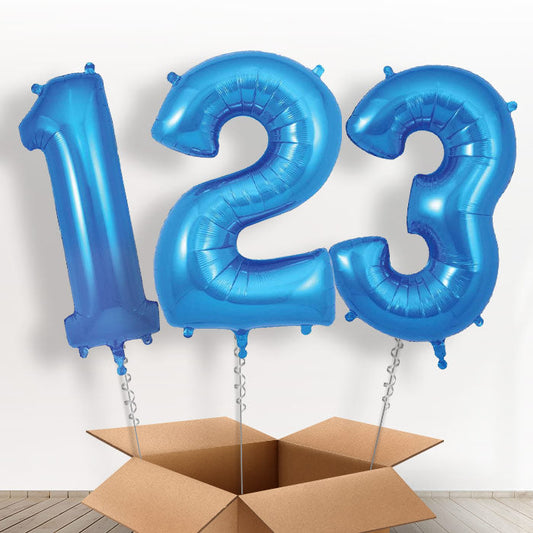 Blue Helium Filled Number Balloons 0-9