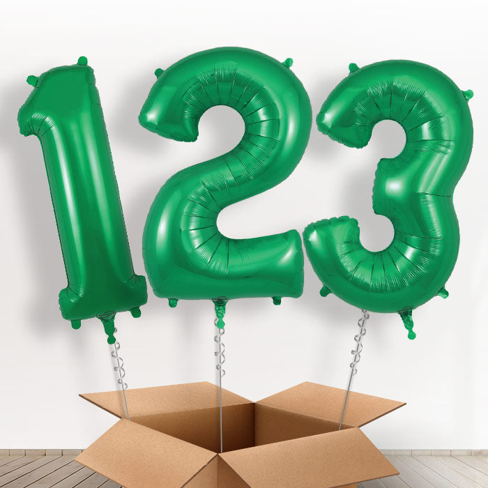 Green Helium Filled Number Balloons 0-9