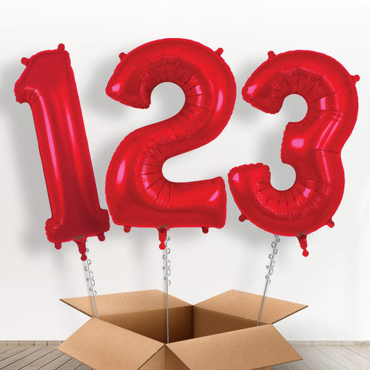 Red Helium Filled Number Balloons 0-9