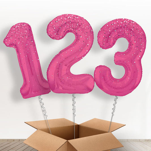 Hot Pink Dots Helium Filled Number Balloons 0-9