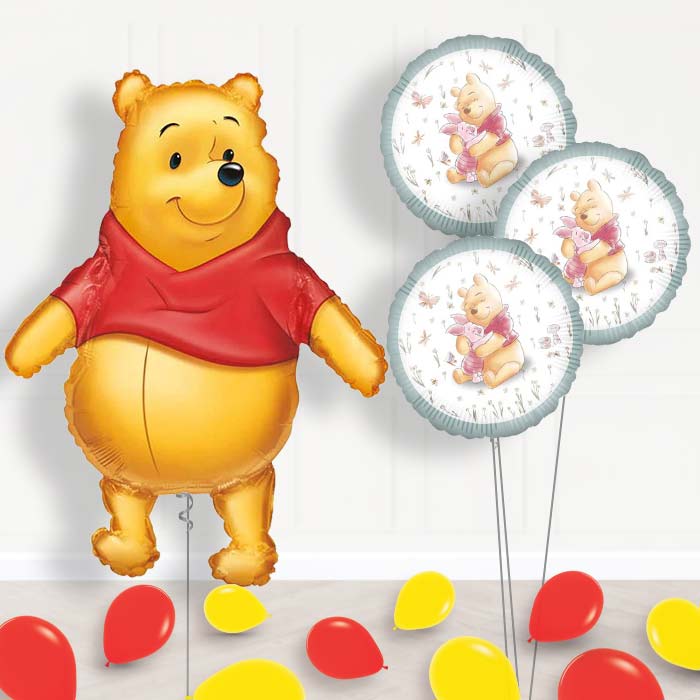 Winnie the Pooh Balloon Bouquet Delivered - Themed Bouquet and Latex | Small Indoor Plants