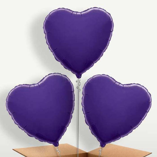 Purple Heart Trio Balloon Bunch inflated with Helium | Small Indoor Plants