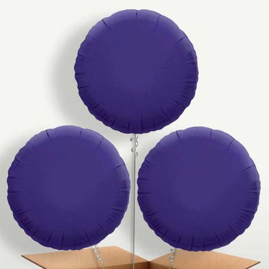 Purple Circle Trio Balloon Bunch inflated with Helium | Small Indoor Plants