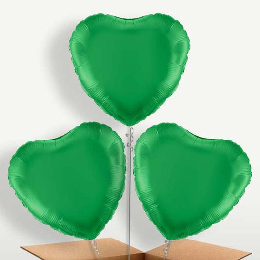 Dark Green Heart Bunch of Balloons inflated with Helium | Small Indoor Plants