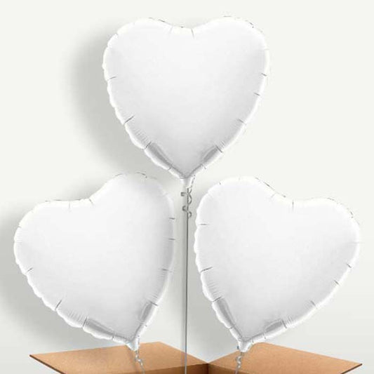 Heart White Balloons in a Bunch Inflated with Helium | Small Indoor Plants