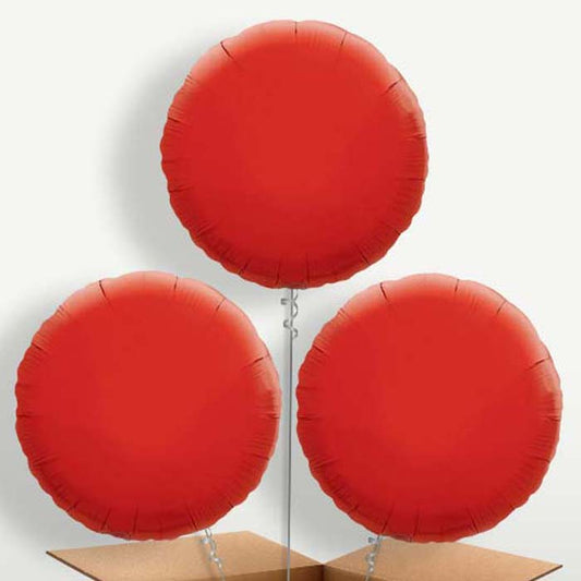 Red Circle Trio Balloon Bunch inflated with Helium | Small Indoor Plants