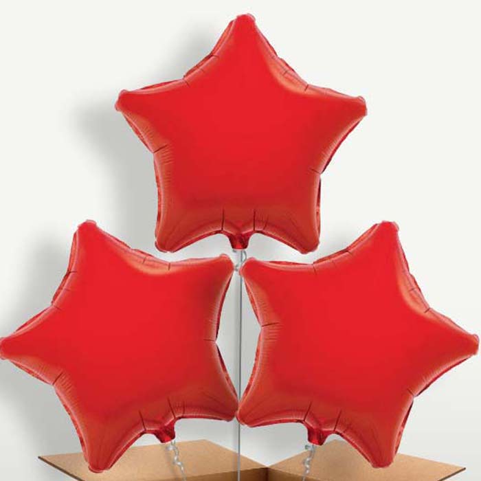Red Star Trio Balloon Bunch inflated with Helium | Small Indoor Plants