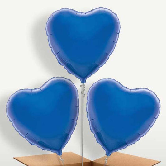 Dark Blue Heart Bunch of Balloons inflated with Helium | Small Indoor Plants