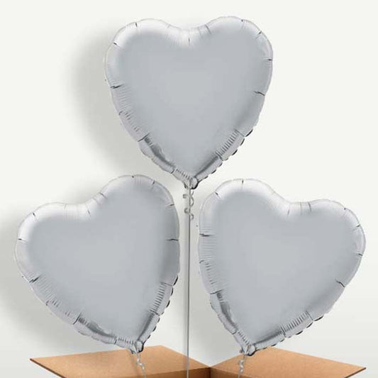 Silver Heart Helium Bunch of Balloons | Small Indoor Plants