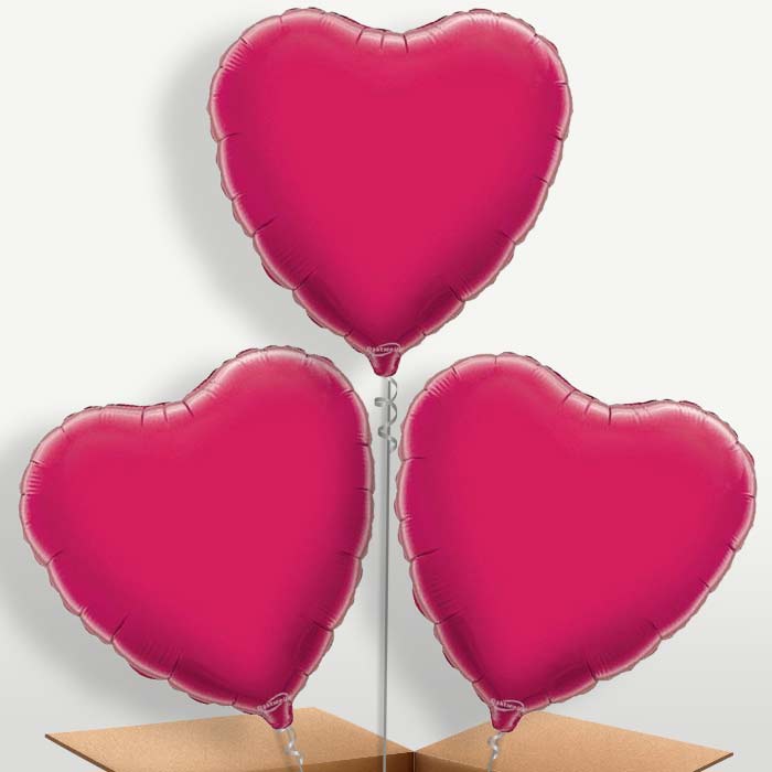 Hot Pink Heart Bunch of Balloons inflated with Helium | Small Indoor Plants