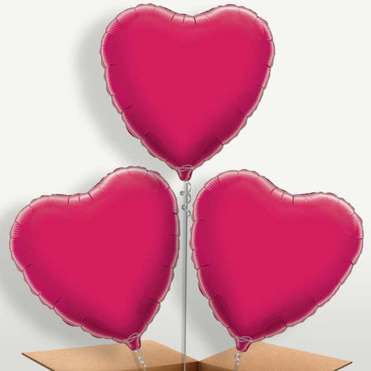 Hot Pink Heart Bunch of Balloons inflated with Helium | Small Indoor Plants
